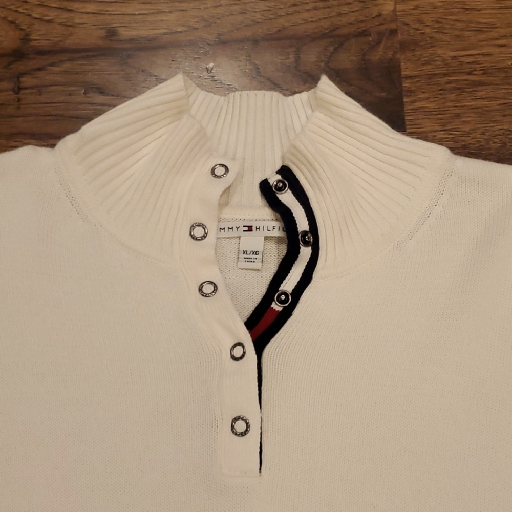 Womens Tommy Hilfiger ivory high neck sweater size XL - Picture 2 of 4